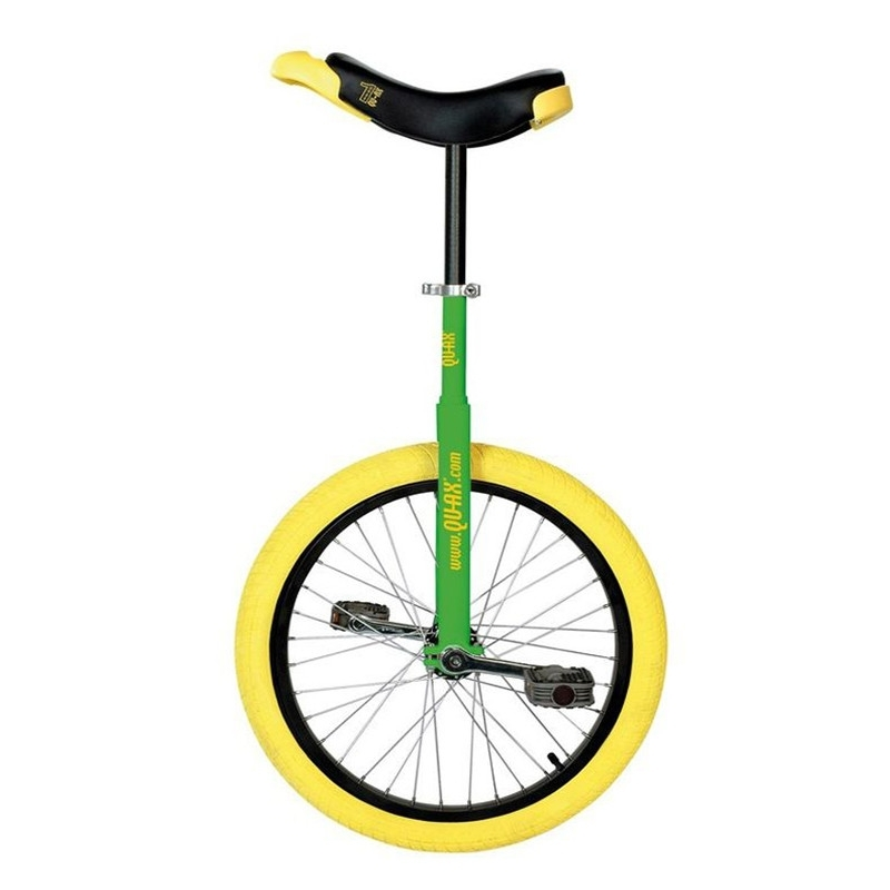 Monocycle QU-AX 20" Luxus Vert Jante Alu, Pneu Jaune