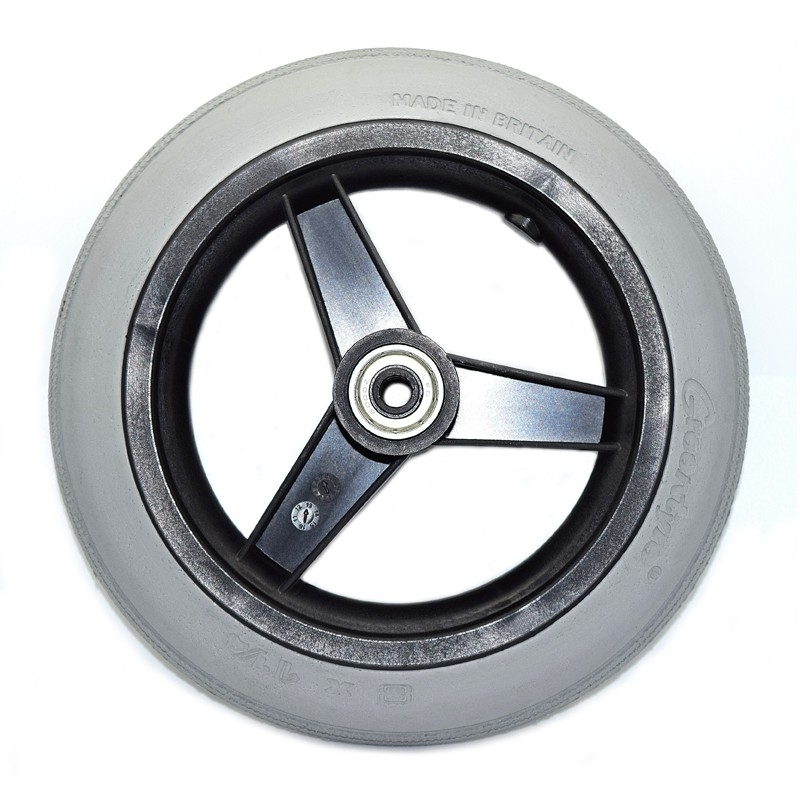 Greentyre Roue Pleine 150x33 Mm - Bandage Gris - Jante Noire - Pour Axe 8 Mm