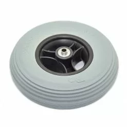 Greentyre Roue Pleine 200 X 50 - Bandage Gris - Jante Noire - Pour Axe 8 Mm