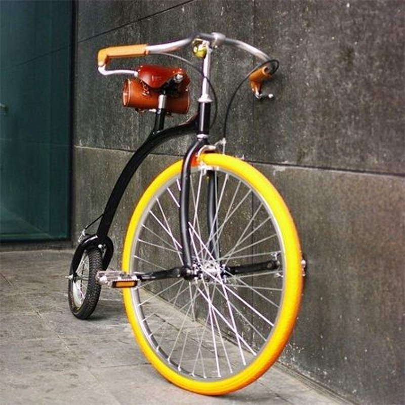 Vélo Original Vélo Vintage à Grande Roue + Selle Et Sacoche En Cuir Brun BROOKS – Image 4