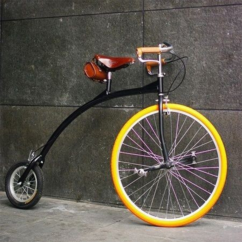 Vélo Original Vélo Vintage à Grande Roue + Selle Et Sacoche En Cuir Brun BROOKS – Image 5